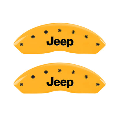 MGP 4 Caliper Covers Engraved Front & Rear Jeep Yellow Finish Black Char 2006 Jeep Wrangler