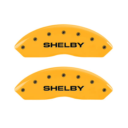 MGP 4 Caliper Covers Engraved Front Shelby Rear Snake Yellow Finish Black Char 2003 Ford Mustang