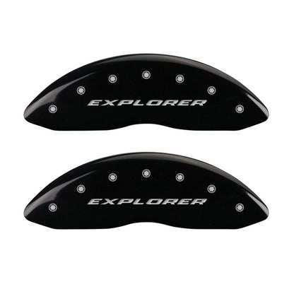 MGP 4 Caliper Covers Engraved Front & Rear Explorer Black finish silver ch