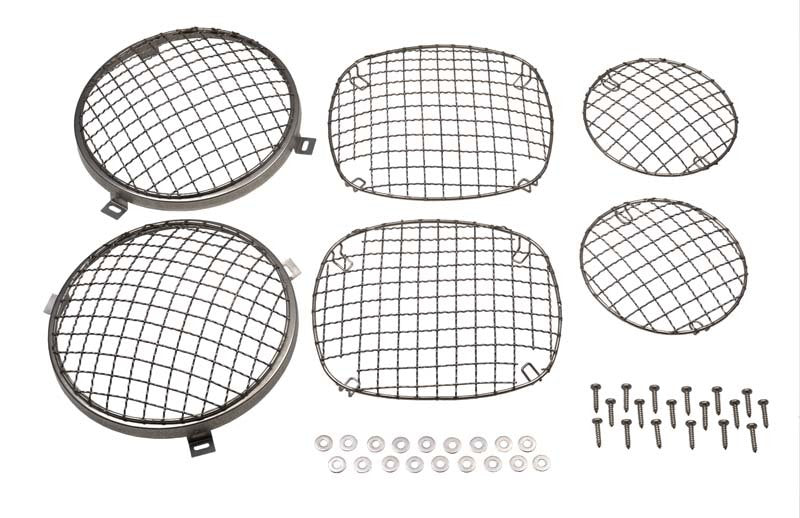 Kentrol 76-86 Jeep Wire Mesh Guard Set 6 Pieces CJ - Polished Silver