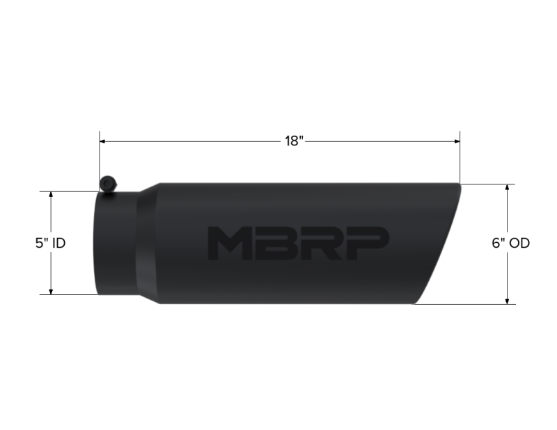MBRP Universal Tip 6in OD Angled Rolled End 5in Inlet 18in Lgth Black Finish Exhaust