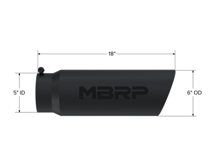 MBRP Universal Tip 6in OD Angled Rolled End 5in Inlet 18in Length Black Finish Exhaust