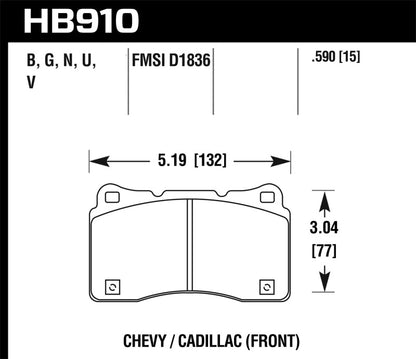 Hawk 15-16 Cadillac XTS / Chevrolet Corvette HPS 5.0 Front Brake Pads