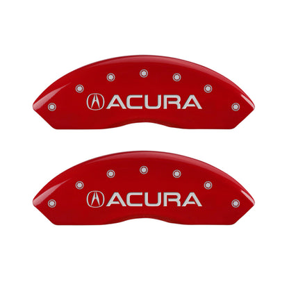 MGP 4 Caliper Covers Engraved Front Acura Engraved Rear RLX Red finish silver ch