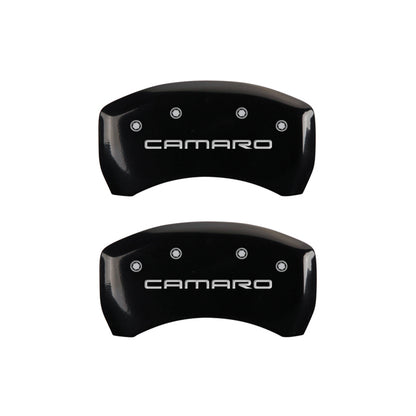 MGP 4 Caliper Covers Engraved Front & Rear Gen 4/Camaro Black finish silver ch