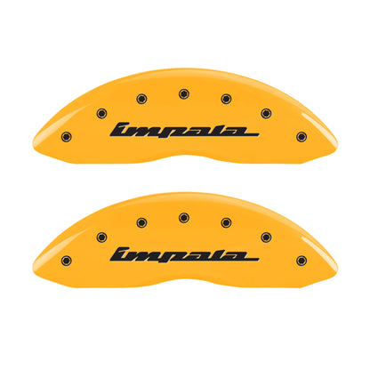 MGP 4 Caliper Covers Engraved Front & Rear Impala Yellow finish black ch