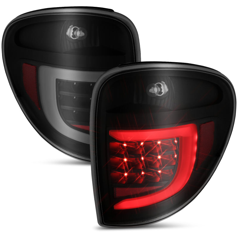 ANZO 2004-2007 Dodge Grand Caravan LED Tail Lights w/ Light Bar Black Housing Smoke Lens