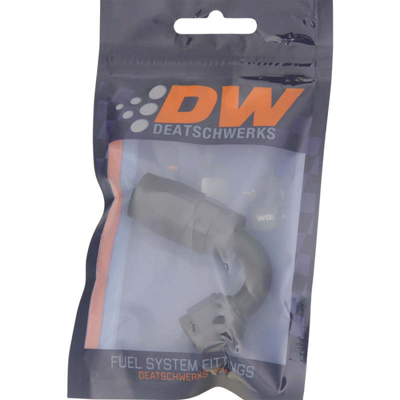 DeatschWerks 6 AN Female Flare Swivel 120-Degree Hose End CPE - Anodized Matte Black