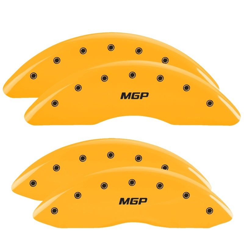 MGP 4 Caliper Covers Engraved Front & Rear MGP Yellow Finish Black Char 2016 Buick Regal