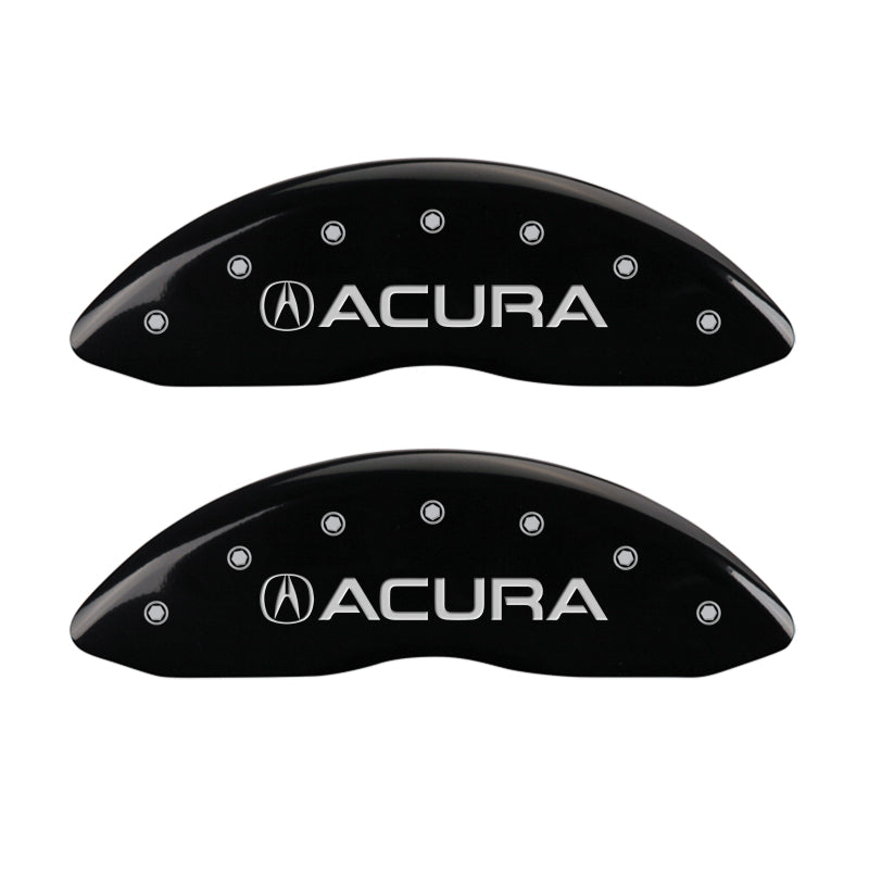 MGP 4 Caliper Covers Engraved Front & Rear Acura Black finish silver ch