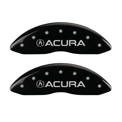 MGP 4 Caliper Covers Engraved Front Acura Engraved Rear MDX Black finish silver ch