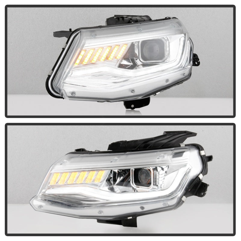 Spyder Chevy Camaro 16-18 Halogen Model Projector Headlights Chrome PRO-YD-CCAM16HALSI-SEQ-C