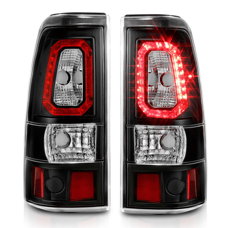 ANZO 1999-2002 Chevy Silverado 1500 LED Taillights Plank Style Black w/Clear Lens