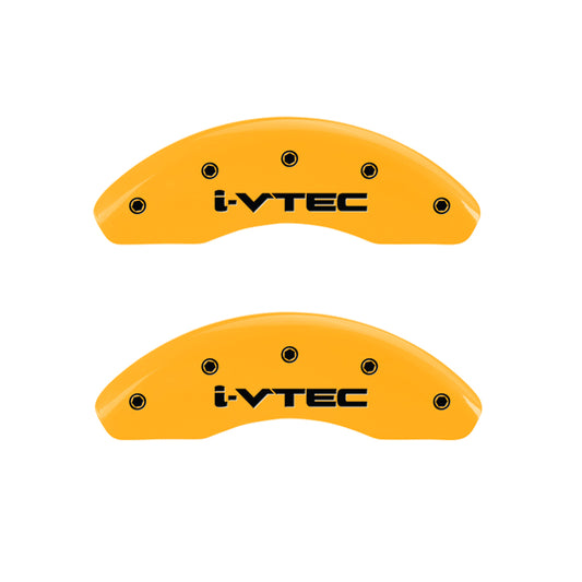 MGP Front set 2 Caliper Covers Engraved Front i-Vtec Yellow finish black ch