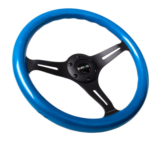 NRG Classic Wood Grain Steering Wheel (350mm) Blue Pearl/Flake Paint w/Black 3-Spoke Center