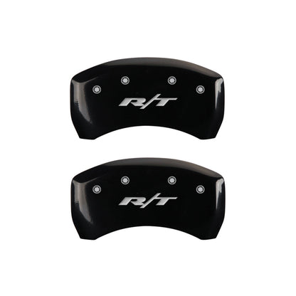 MGP 4 Caliper Covers Engraved Front & Rear RT1-Truck Black finish silver ch