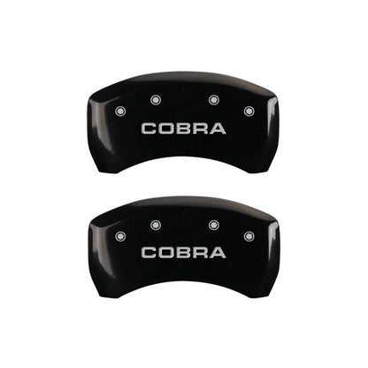 MGP 4 Caliper Covers Engraved Front & Rear Cobra Black finish silver ch