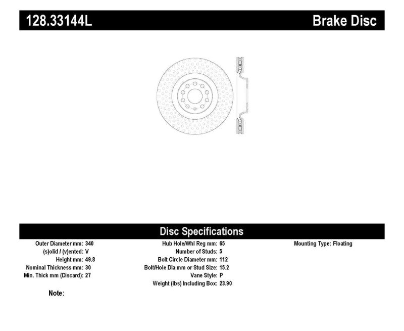 StopTech Drilled Sport Brake Rotor