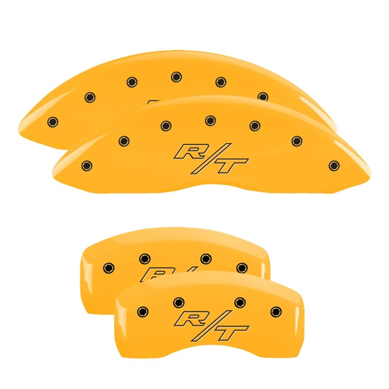 MGP 4 Caliper Covers Engraved Front & Rear Vintage Style/RT Yellow finish black ch