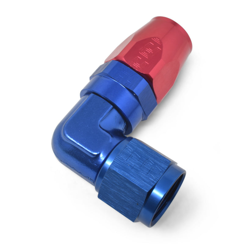 Russell Performance -6 AN Red/Blue 90 Degree Forged Aluminum Swivel Hose End