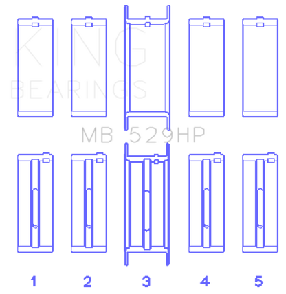 King Ford 260CI/289CI/302 5.0L Windsor (0.010 Size) Main Bearing Set