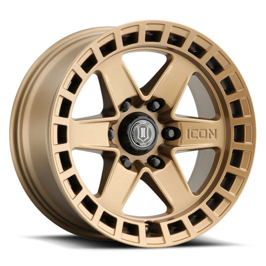 ICON Raider 17x8.5 6x5.5 0mm Offset 4.75in BS Satin Brass Wheel