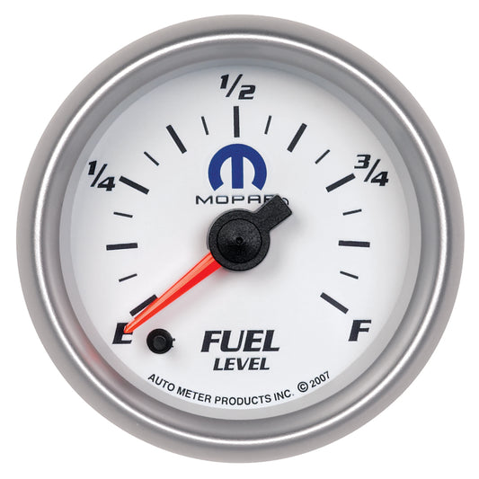 AutoMeter Gauge Fuel Level 2-1/16in. 0-280 Ohm Programmable White Mopar