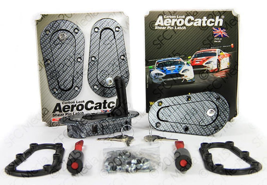 Aerocatch - Carbon Look Hood Pins Plus Flush Locking Kit