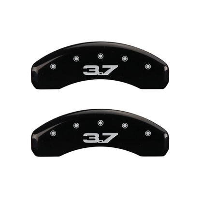 MGP 4 Caliper Covers Engraved Front 2015/Mustang Engraved Rear 2015/37 Black finish silver ch