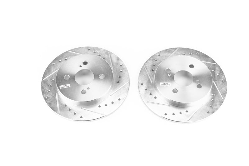 Power Stop 12-18 Toyota Yaris Rear Evolution Drilled & Slotted Rotors - Pair