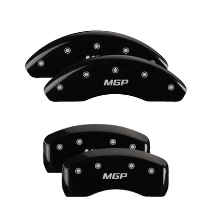 MGP 4 Caliper Covers Engraved Front & Rear MGP Black Finish Silver Char 2004 Toyota Sienna