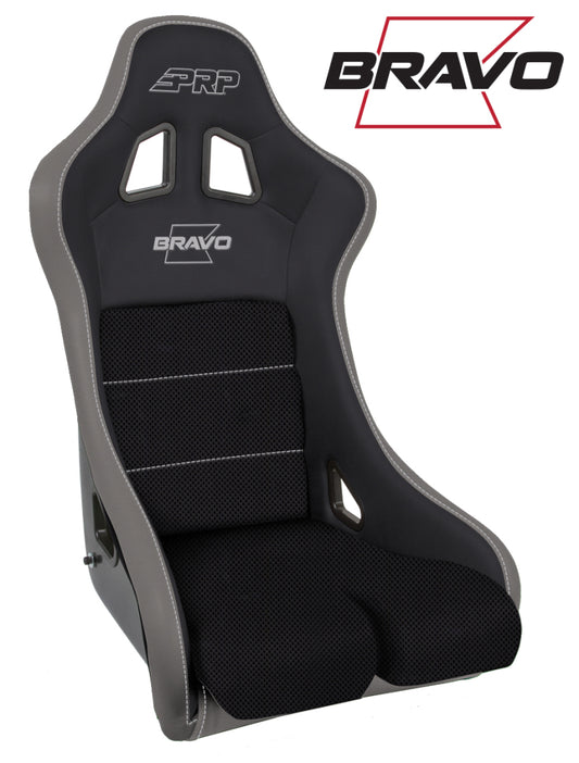 PRP Bravo Composite Seat- Black/Grey (PRP Silver Outline/Bravo Silver- Silver Stitching)