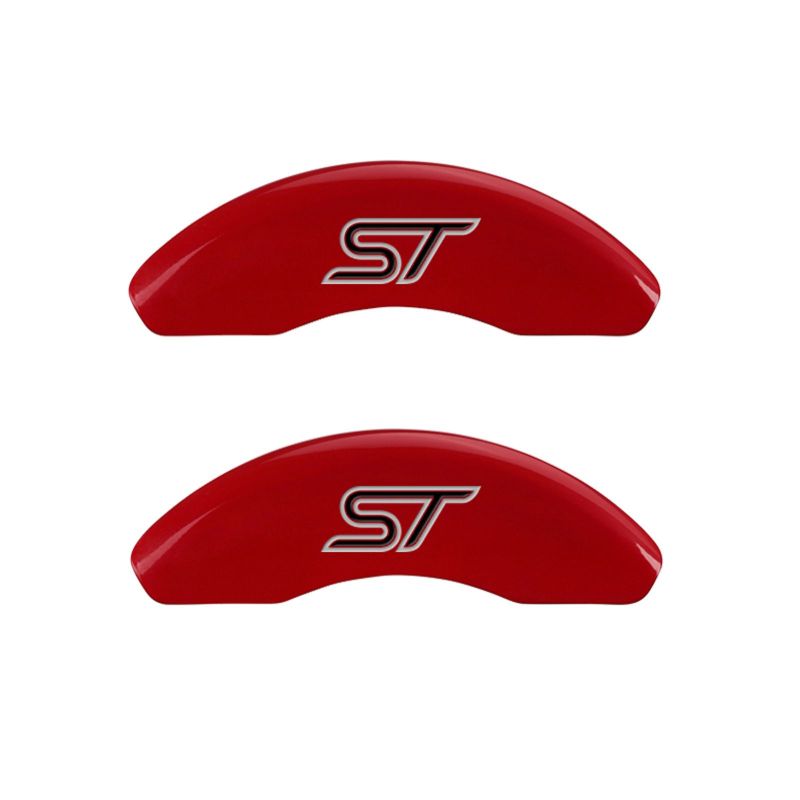 MGP 4 Caliper Covers Engraved Front & Rear No bolts/ST Red finish silver ch