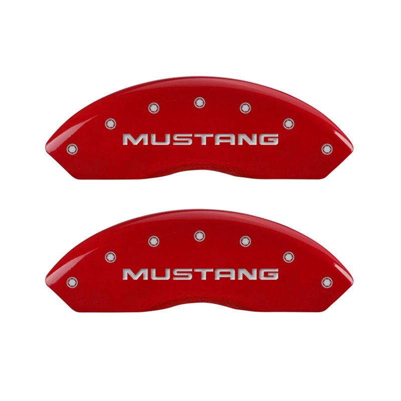 MGP 4 Caliper Covers Engraved Front Mustang Engraved Rear SN95/GT Red finish silver ch