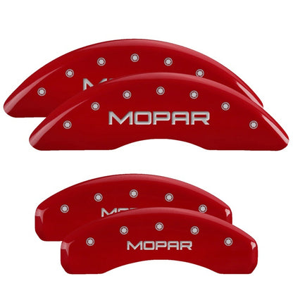 MGP 4 Caliper Covers Engraved Front & Rear MOPAR Red finish silver ch