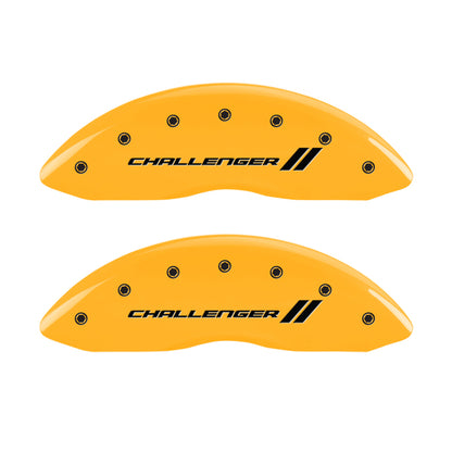 MGP 4 Caliper Covers Engraved F & R Stripes/Challenger Yellow Finish Black Char 2006 Dodge Charger