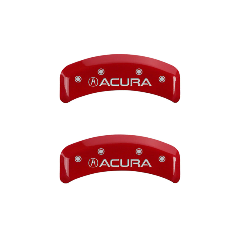 MGP 4 Caliper Covers Engraved Front & Rear Acura Red finish silver ch