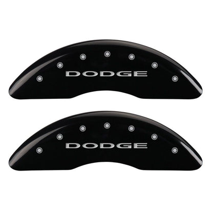 MGP 4 Caliper Covers Engraved Front & Rear With out stripes/Dodge Black finish silver ch