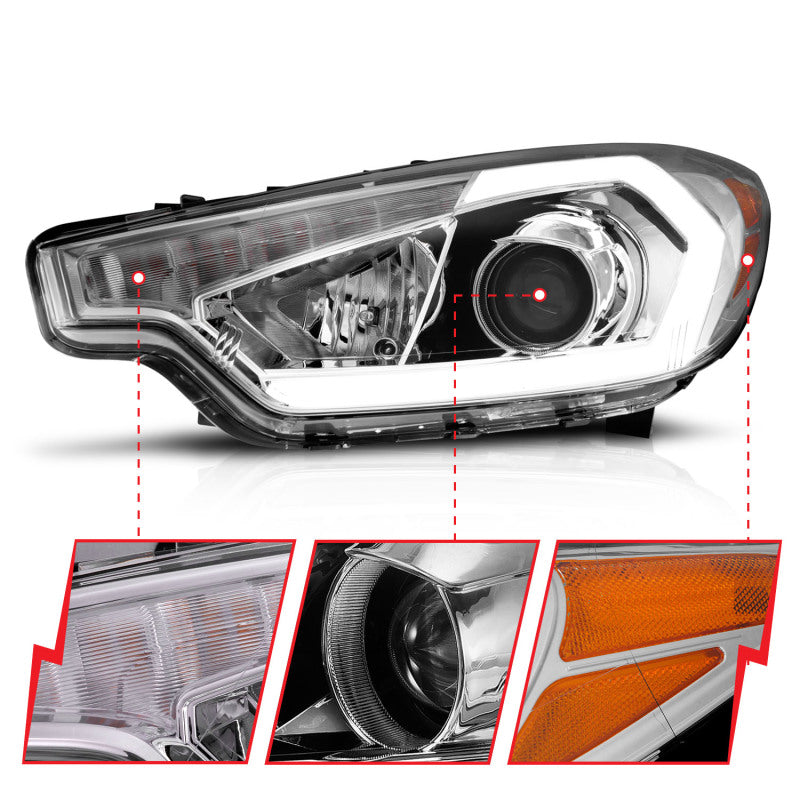 ANZO 2014-2016 Kia Forte Projector Headlights w/ Light Bar Chrome Housing