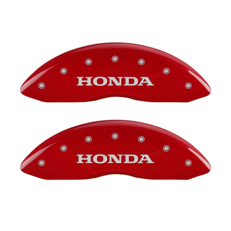 MGP 4 Caliper Covers Engraved Front Honda Engraved Rear H Logo Red finish silver ch