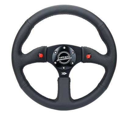 NRG - Reinforced Steering Wheel (350mm/ 2.5in. Deep) Sport Leather Racing/ 4mm Matte Black Spoke