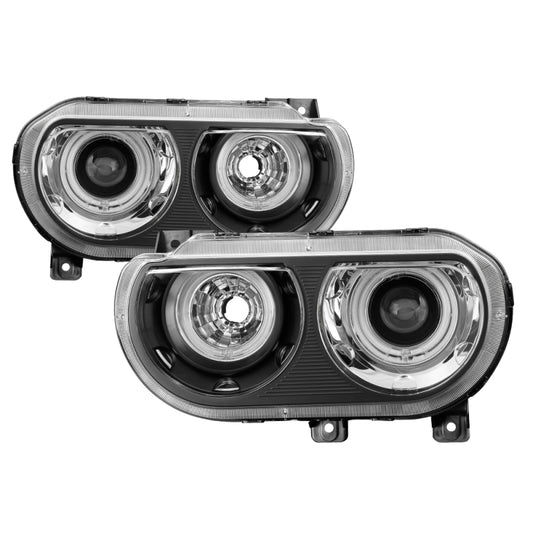 xTune Dodge Challenger 08-14 Halogen Only Halo Projector Headlights Black PRO-JH-DCHAL08-HA-BK