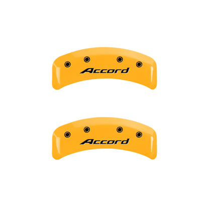 MGP 4 Caliper Covers Engraved Front Accord Engraved Rear Accord Yellow finish black ch