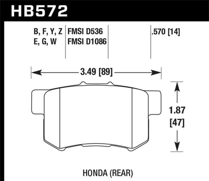 Hawk 02-04 Honda Civic Si / 99-08 Acura TL DTC-30 Race Rear Brake Pads