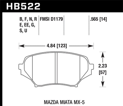 Hawk 06-11 Mazda Miata Mx-5 (inc Club Spec/Grand Touring/Sport/SV/Touring HT-10 Race Front Brake Pad