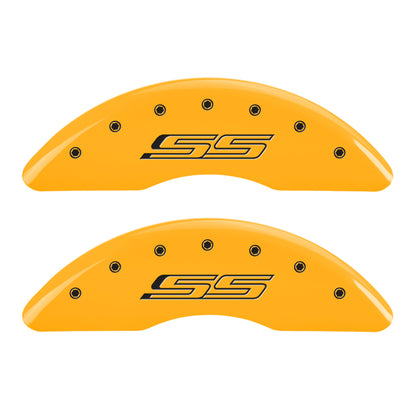 MGP 4 Caliper Covers Engraved Front & Rear Gen 5/SS Yellow finish black ch