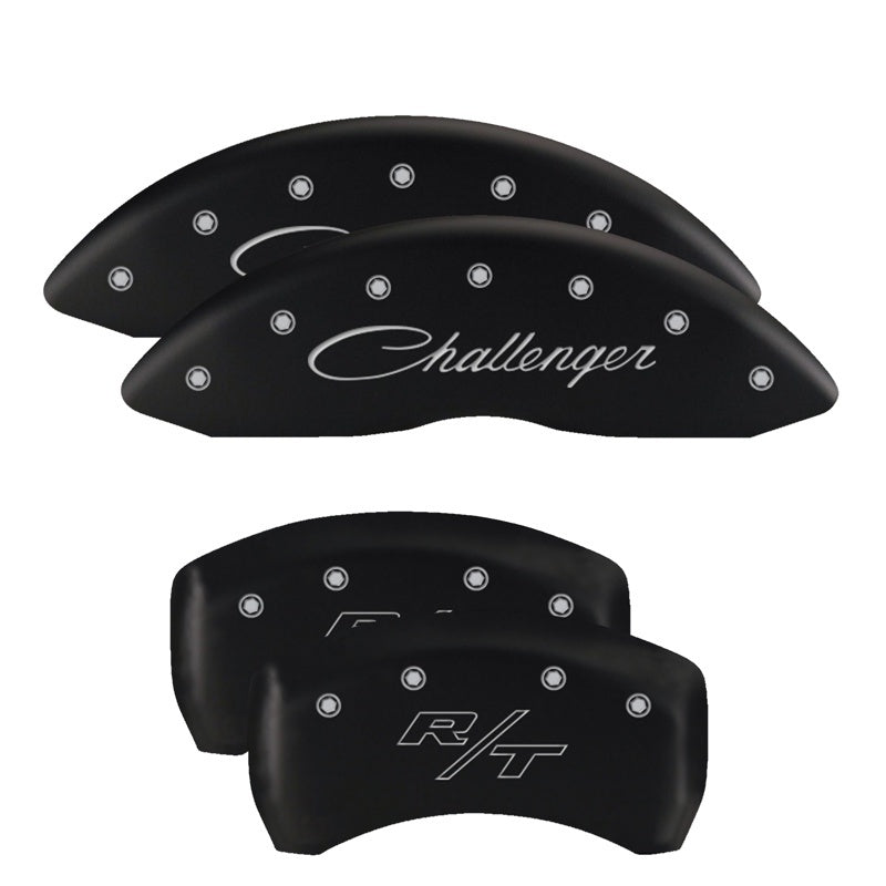 MGP 4 Caliper Covers Engraved Front & Rear Vintage Style/RT Black finish silver ch