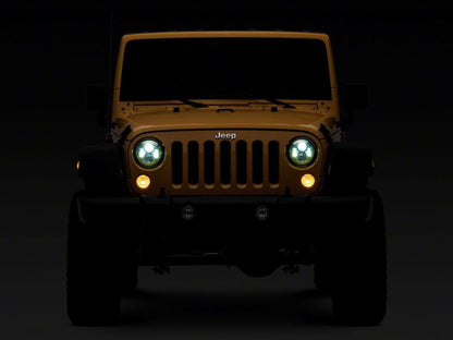 Raxiom 07-18 Jeep Wrangler JK 7-In LED Headlights Green Housing- Clear Lens