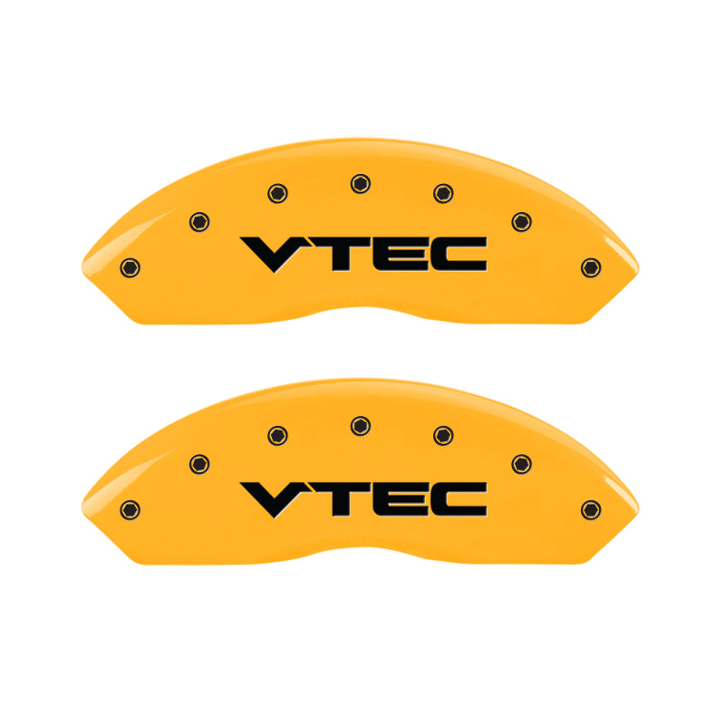 MGP 4 Caliper Covers Engraved Front & Rear Vtech Yellow Finish Black Char 2007 Honda Accord