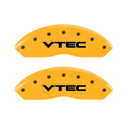 MGP 4 Caliper Covers Engraved Front & Rear Vtech Yellow Finish Black Char 2007 Honda Accord